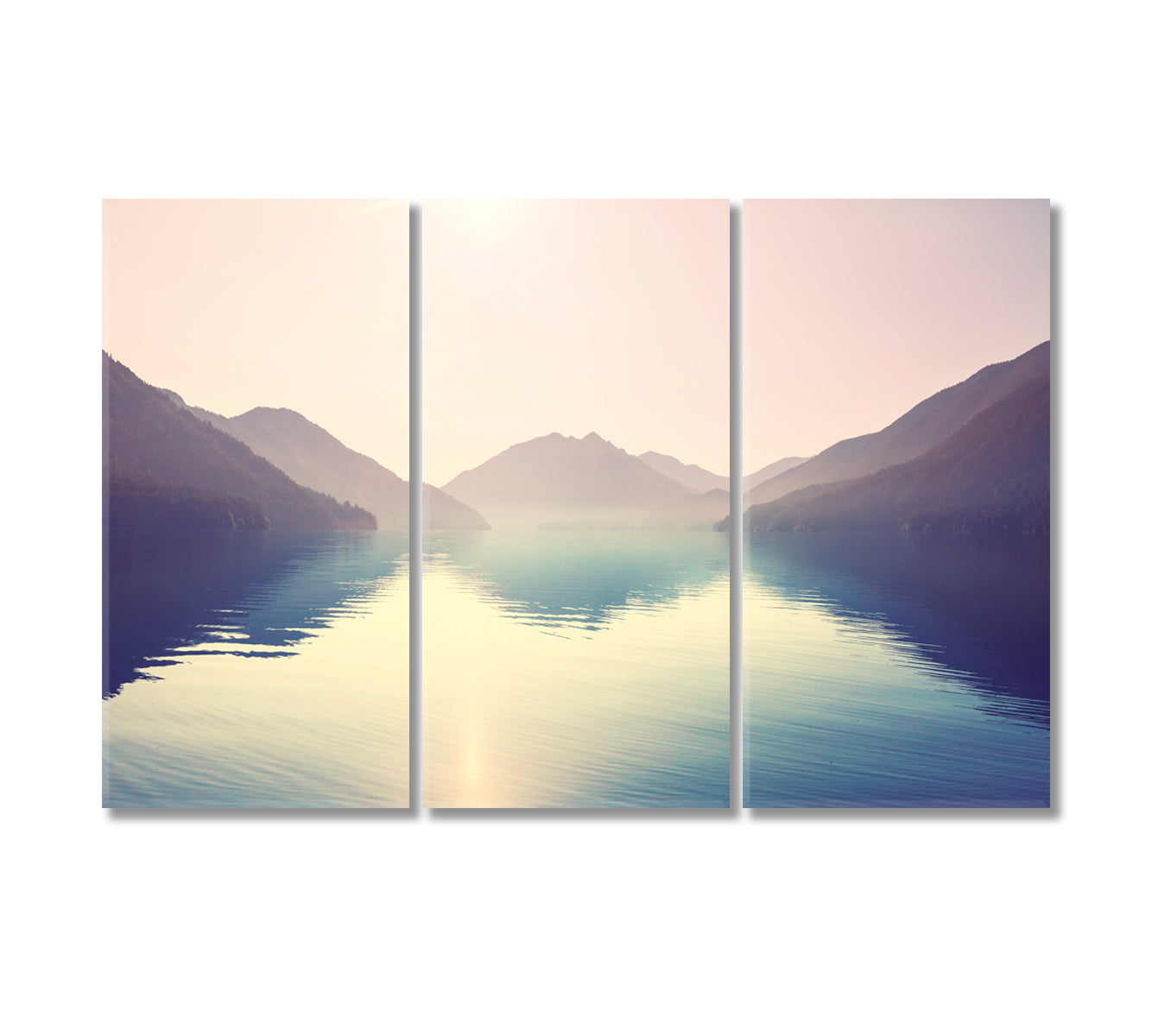 Serenity Mountain Landscape with Lake Canvas Print-Canvas Print-CetArt-3 Panels-36x24 inches-CetArt