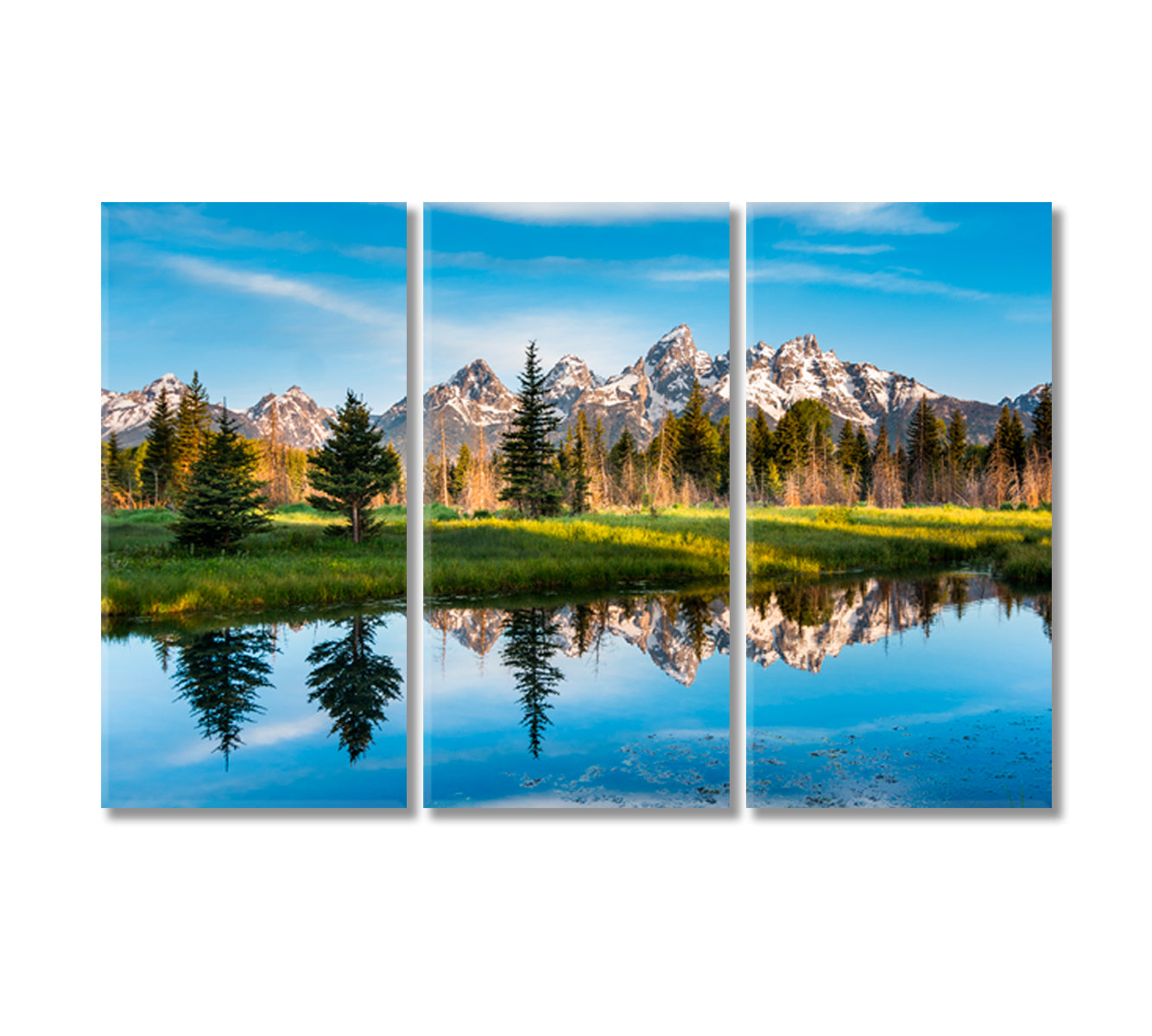 Grand Teton National Park Mountain Landscape USA Canvas Print-Canvas Print-CetArt-3 Panels-36x24 inches-CetArt