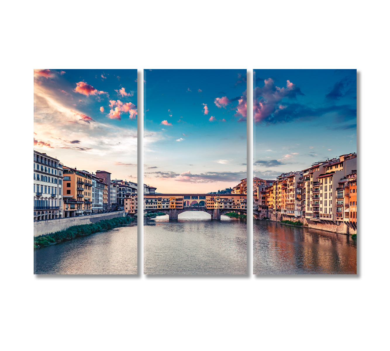 Ponte Vecchio Florence Italy Canvas Print-Canvas Print-CetArt-3 Panels-36x24 inches-CetArt