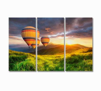 Air Balloons above Mountains Canvas Print-Canvas Print-CetArt-3 Panels-36x24 inches-CetArt