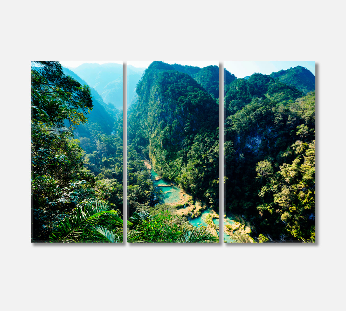 Beautiful Natural Pools in Semuc Champey Guatemala Canvas Print-Canvas Print-CetArt-3 Panels-36x24 inches-CetArt