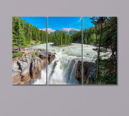 Waterfall in Jasper National Park Canada Canvas Print-Canvas Print-CetArt-3 Panels-36x24 inches-CetArt