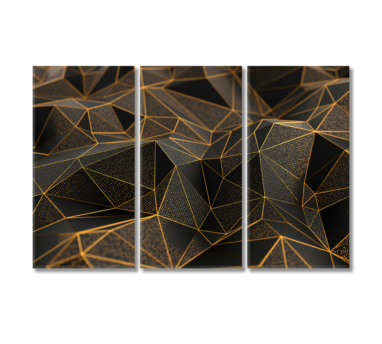 Abstract Black Geometric Triangles Canvas Print-Canvas Print-CetArt-3 Panels-36x24 inches-CetArt