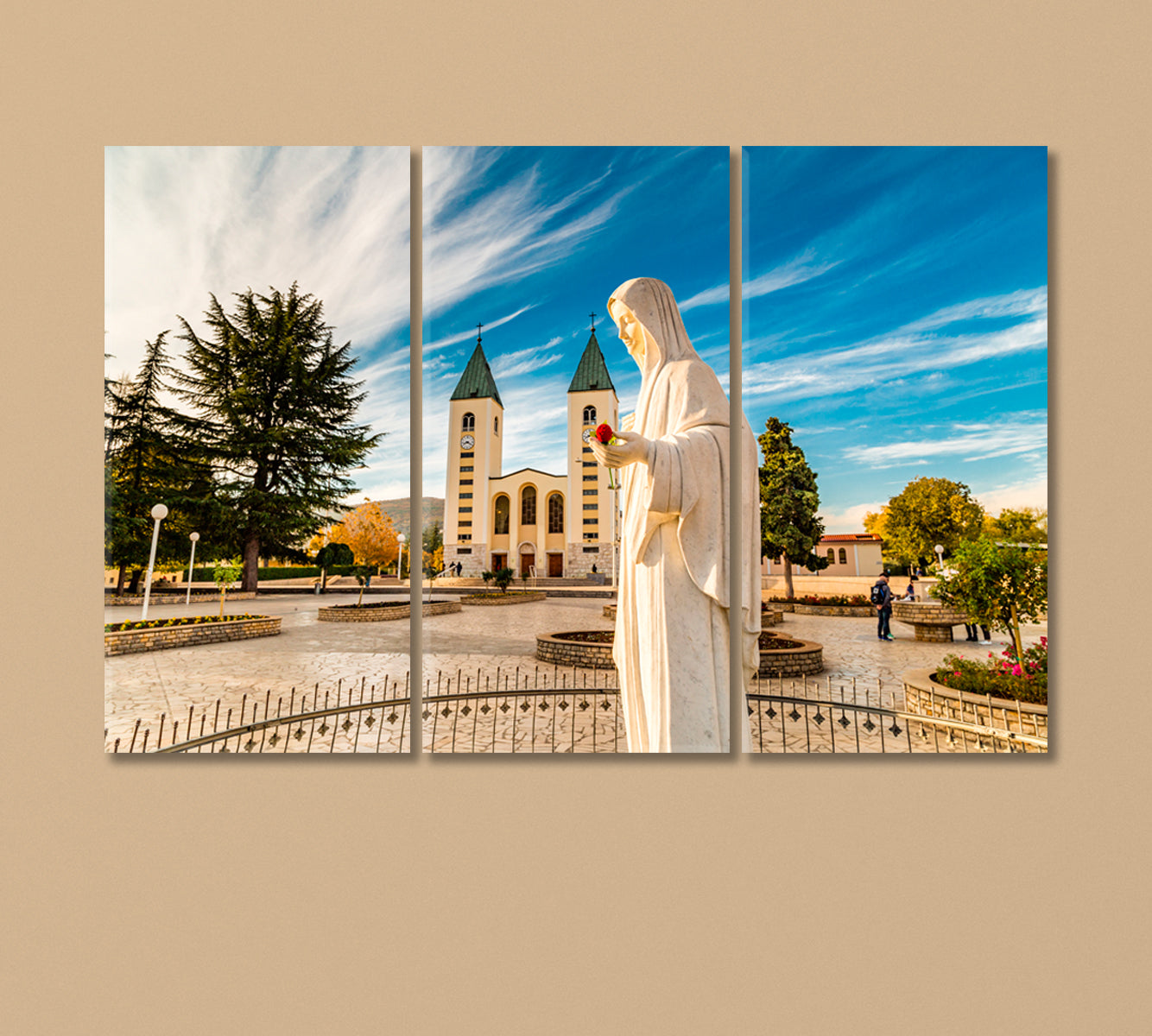 Blessed Virgin Mary Statue Canvas Print-Canvas Print-CetArt-3 Panels-36x24 inches-CetArt