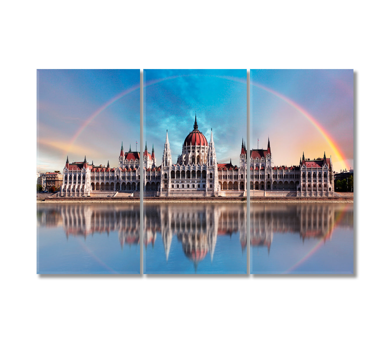 Hungarian Parliament with Reflection in Danube River Canvas Print-Canvas Print-CetArt-3 Panels-36x24 inches-CetArt