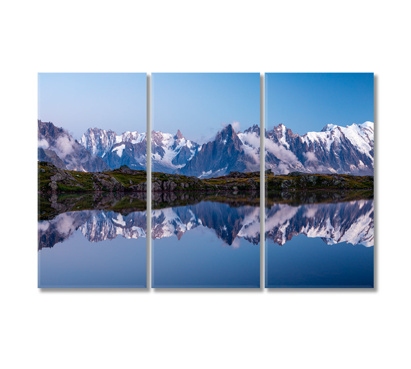 Mont Blanc Reflection in Lac Blanc Lake Chamonix France Canvas Print-Canvas Print-CetArt-3 Panels-36x24 inches-CetArt