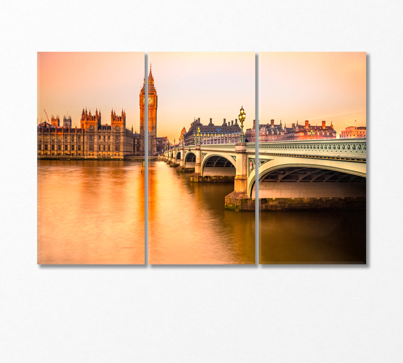 Big Ben House of Parliament and Westminster Bridge London Canvas Print-Canvas Print-CetArt-3 Panels-36x24 inches-CetArt