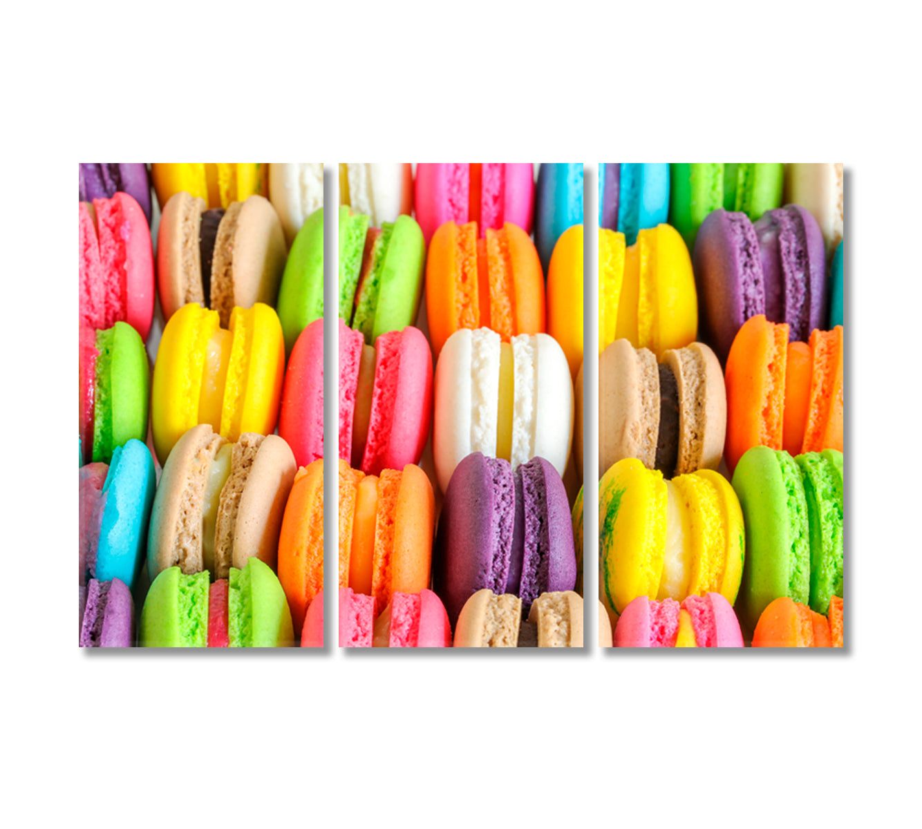 Multicolor Macarons Canvas Print-Canvas Print-CetArt-3 Panels-36x24 inches-CetArt