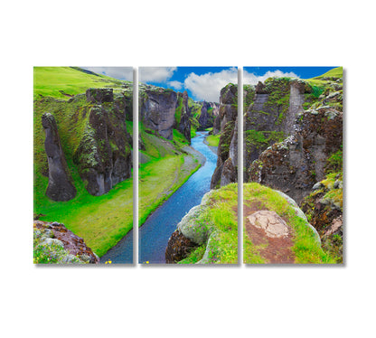 Fjadrargljufur Canyon Iceland Canvas Print-Canvas Print-CetArt-3 Panels-36x24 inches-CetArt