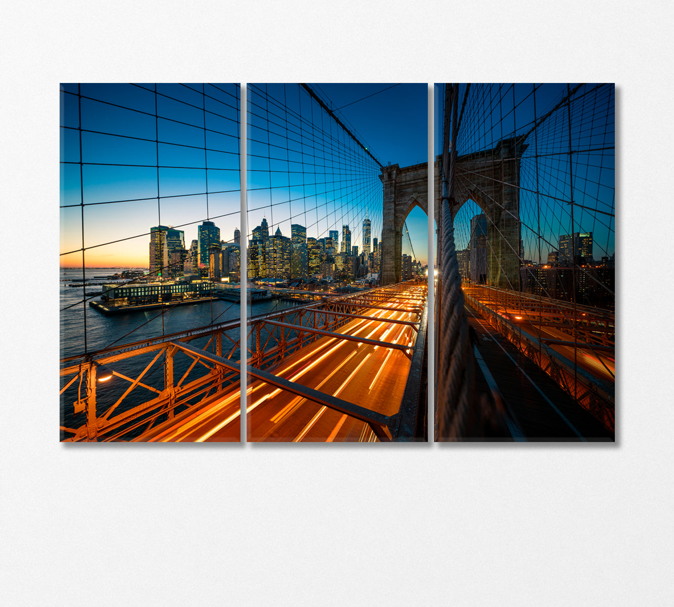 Brooklyn Bridge New York USA Canvas Print-Canvas Print-CetArt-3 Panels-36x24 inches-CetArt