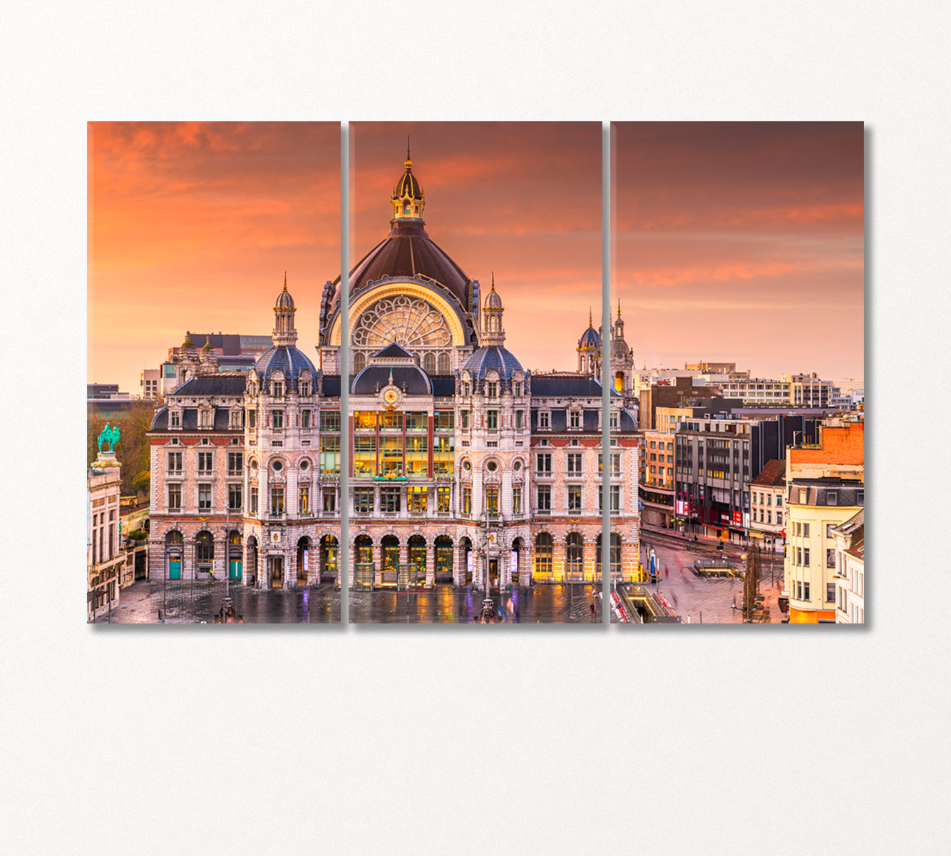 Antwerp Central Train Station Belgium Canvas Print-Canvas Print-CetArt-3 Panels-36x24 inches-CetArt