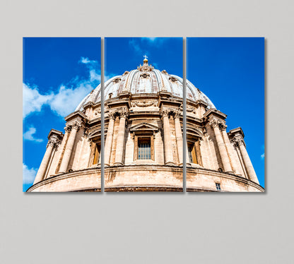 Dome of St. Peter's Basilica Vatican Italy Canvas Print-Canvas Print-CetArt-3 Panels-36x24 inches-CetArt