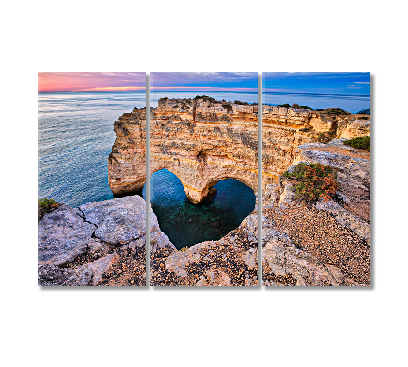 Heart Arch on Coast of Algarve Portugal Canvas Print-Canvas Print-CetArt-3 Panels-36x24 inches-CetArt