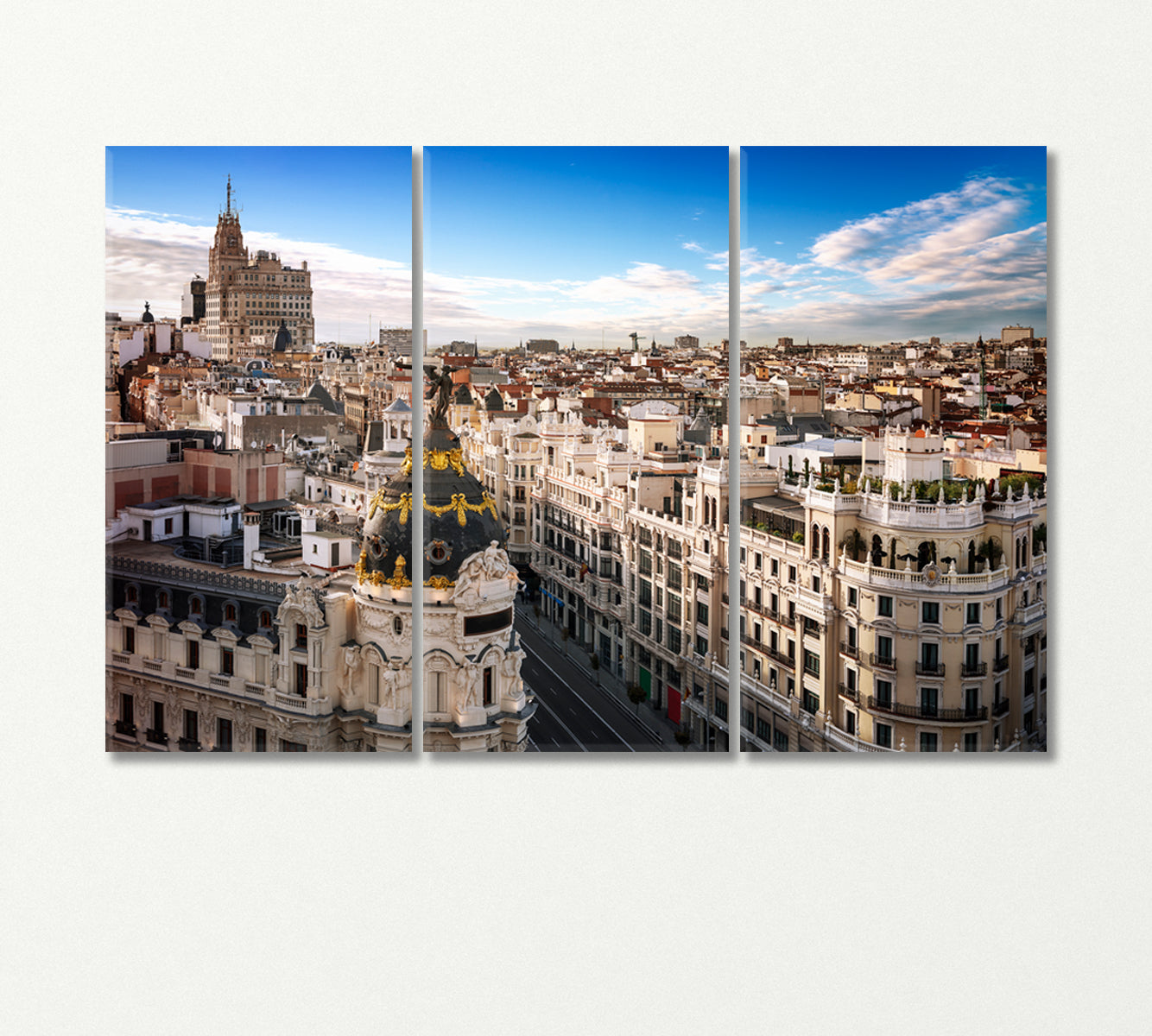 Madrid Architecture Cityscape Spain Canvas Print-Canvas Print-CetArt-3 Panels-36x24 inches-CetArt