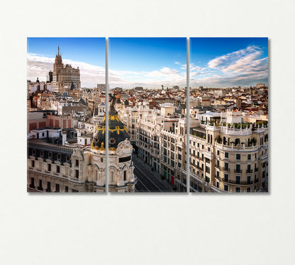 Madrid Architecture Cityscape Spain Canvas Print-Canvas Print-CetArt-3 Panels-36x24 inches-CetArt