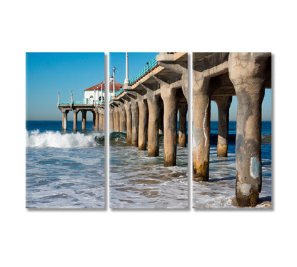 Along Manhattan Beach Pier California Canvas Print-Canvas Print-CetArt-3 Panels-36x24 inches-CetArt