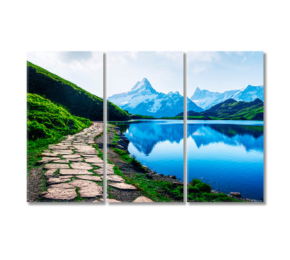 Bachalpsee Lake Swiss Alps Amazing Landscape Canvas Print-Canvas Print-CetArt-3 Panels-36x24 inches-CetArt