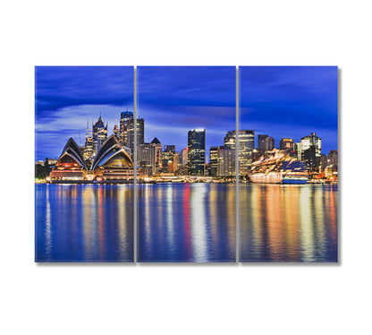 Illumination of Night Sydney Australia Canvas Print-Canvas Print-CetArt-3 Panels-36x24 inches-CetArt