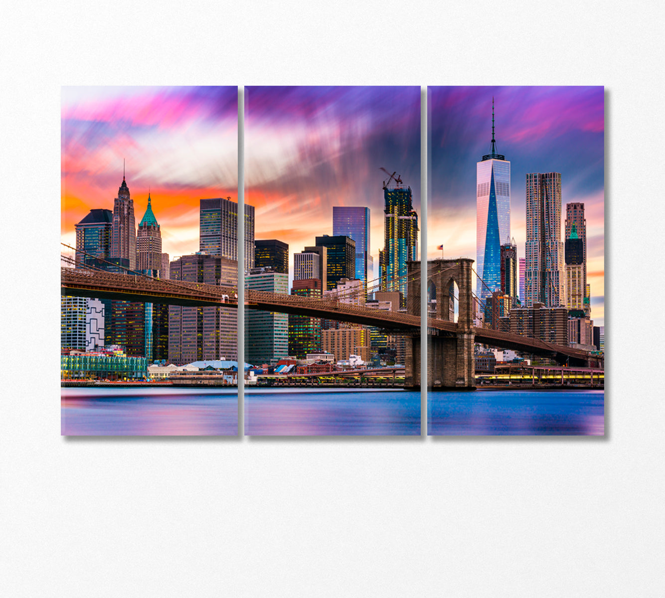 New York City Skyline with Brooklyn Bridge Canvas Print-Canvas Print-CetArt-3 Panels-36x24 inches-CetArt