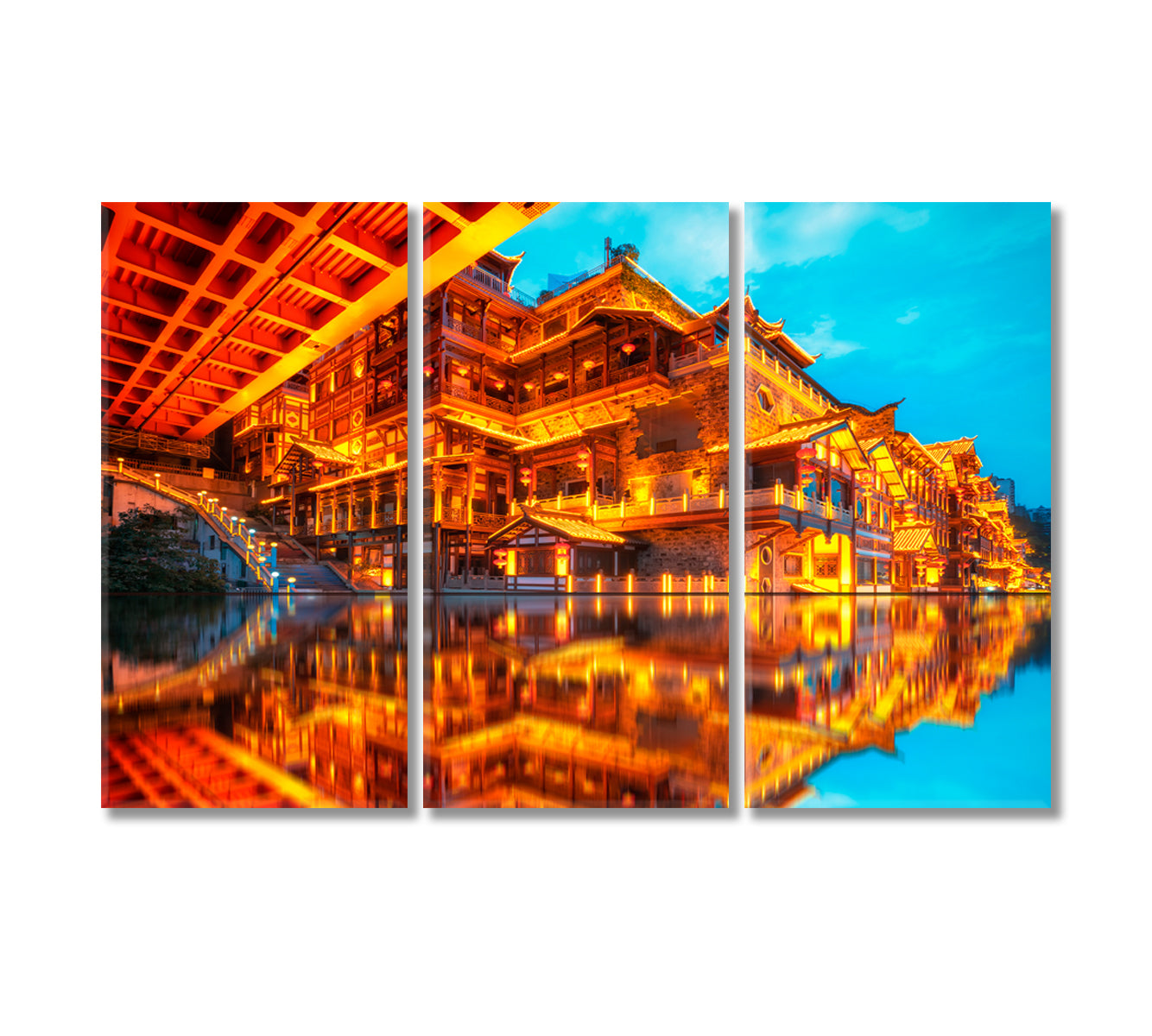 Chongqing Hongyadong Street Canvas Print-Canvas Print-CetArt-3 Panels-36x24 inches-CetArt