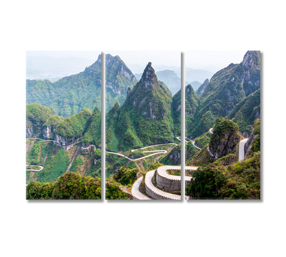 Winding Road of Tianmen Mountain Zhangjiajie National Park Hunan China Canvas Print-Canvas Print-CetArt-3 Panels-36x24 inches-CetArt