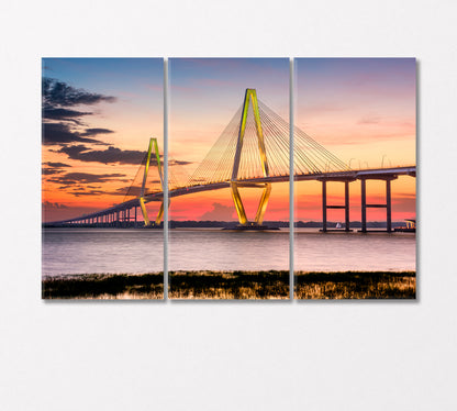 Arthur Ravenel Bridge Charleston USA Canvas Print-Canvas Print-CetArt-3 Panels-36x24 inches-CetArt