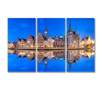 Ghent Reflecting in Water Flanders Belgium Canvas Print-Canvas Print-CetArt-1 Panel-24x16 inches-CetArt