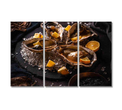 Oysters with Ice and Lemon Canvas Print-Canvas Print-CetArt-3 Panels-36x24 inches-CetArt