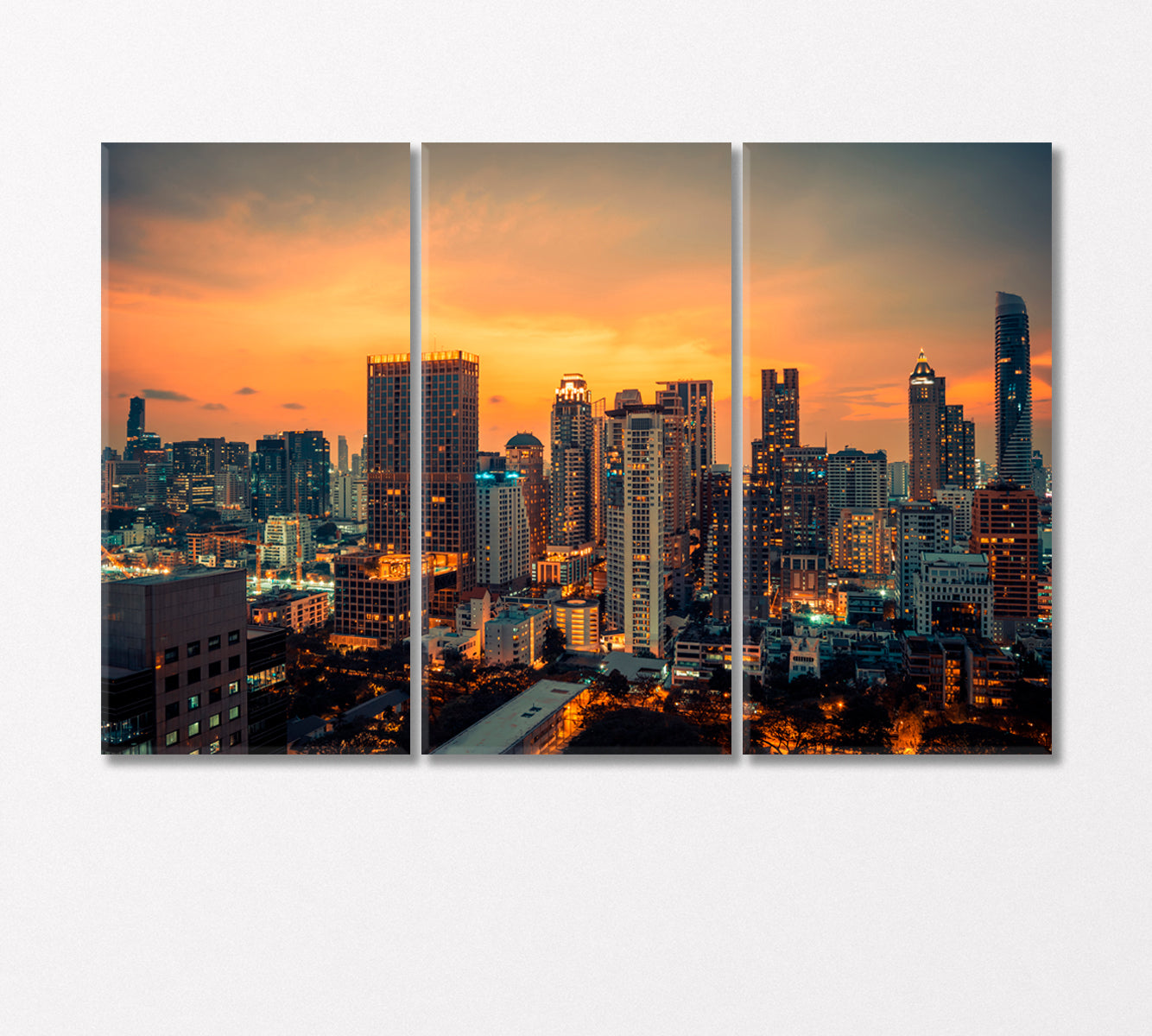 Bangkok City Center Downtown Skyline Canvas Print-Canvas Print-CetArt-3 Panels-36x24 inches-CetArt