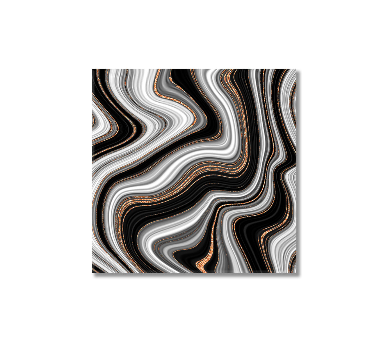 Abstract Liquid Marble Black White and Gold Canvas Print-Canvas Print-CetArt-1 panel-12x12 inches-CetArt