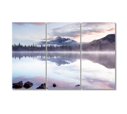 Serene Lake with Sunrise Oregon USA Canvas Print-Canvas Print-CetArt-3 Panels-36x24 inches-CetArt