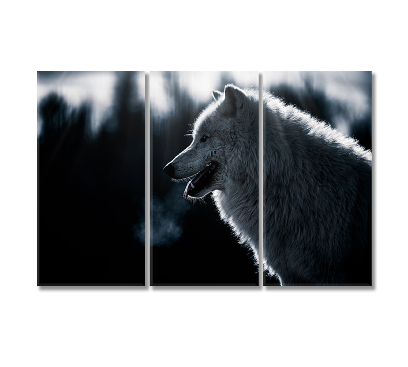 Arctic Wolf in Forest Canvas Print-Canvas Print-CetArt-3 Panels-36x24 inches-CetArt