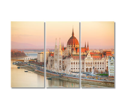 Budapest Parliament Building at Sunrise Hungary Canvas Print-Canvas Print-CetArt-3 Panels-36x24 inches-CetArt