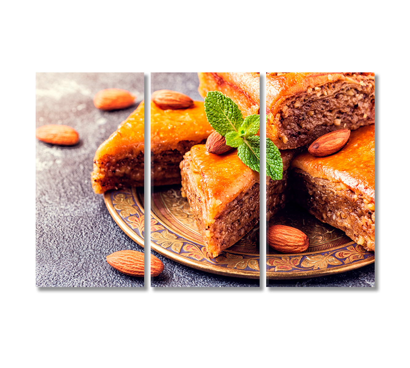 Baklava with Nuts and Honey Canvas Print-Canvas Print-CetArt-3 Panels-36x24 inches-CetArt