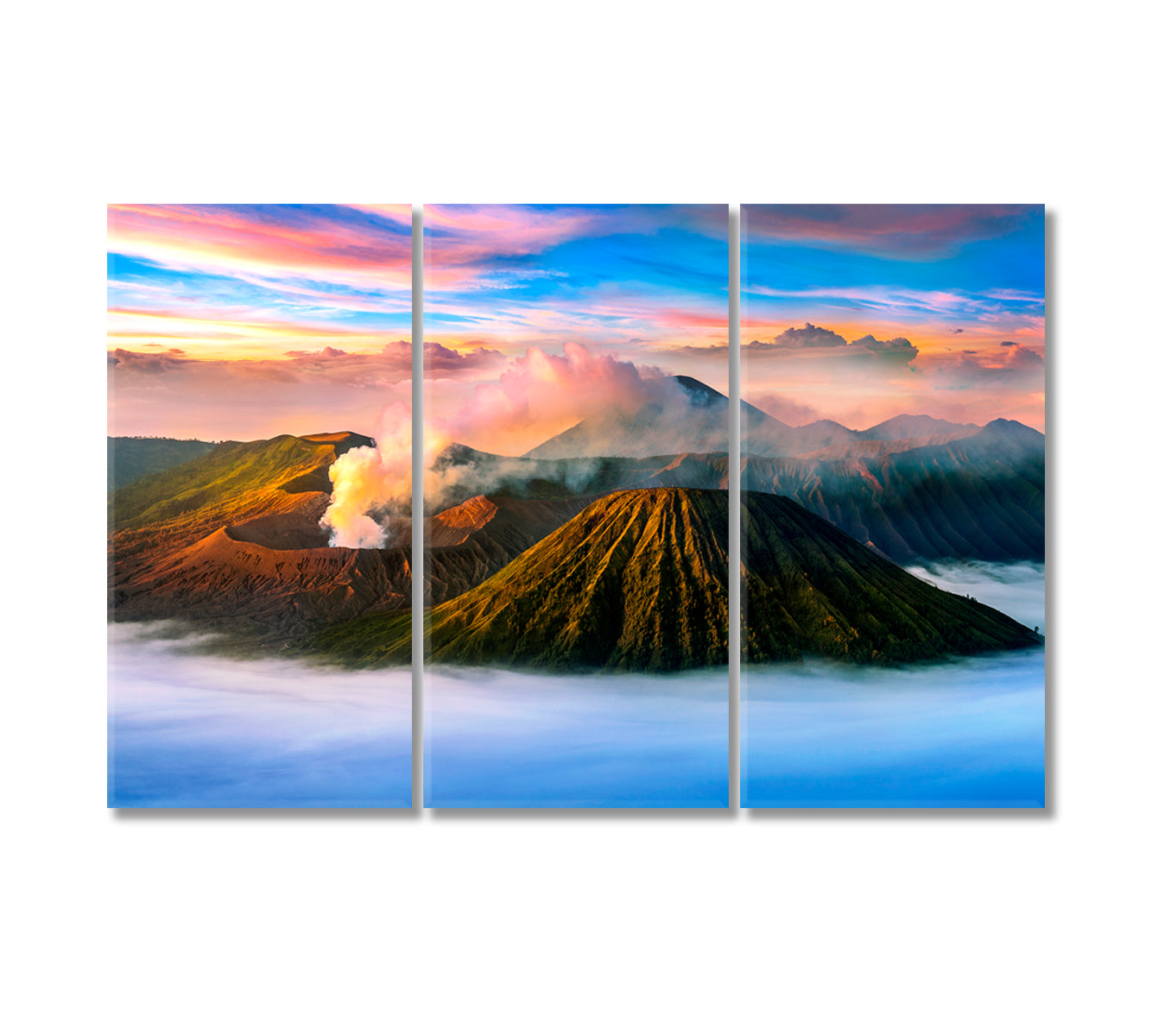 Bromo Volcano Tengger Semeru National Park Java Indonesia Canvas Print-Canvas Print-CetArt-3 Panels-36x24 inches-CetArt