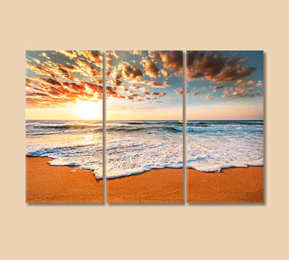 Ocean Beach Sunrise Canvas Print-Canvas Print-CetArt-3 Panels-36x24 inches-CetArt