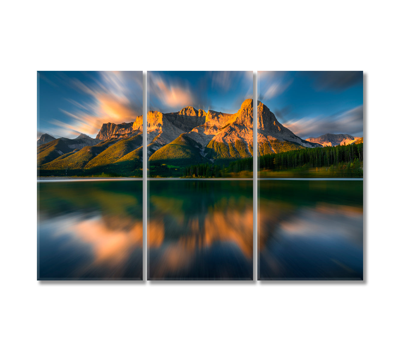 Natural Landscape Rundle Forebay Reservoir Canmore Canada Canvas Print-Canvas Print-CetArt-3 Panels-36x24 inches-CetArt