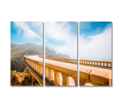 Historic Bixby Creek Bridge California USA Canvas Print-Canvas Print-CetArt-3 Panels-36x24 inches-CetArt