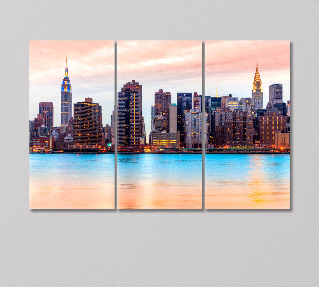 Manhattan Skyline NY USA Canvas Print-Canvas Print-CetArt-3 Panels-36x24 inches-CetArt