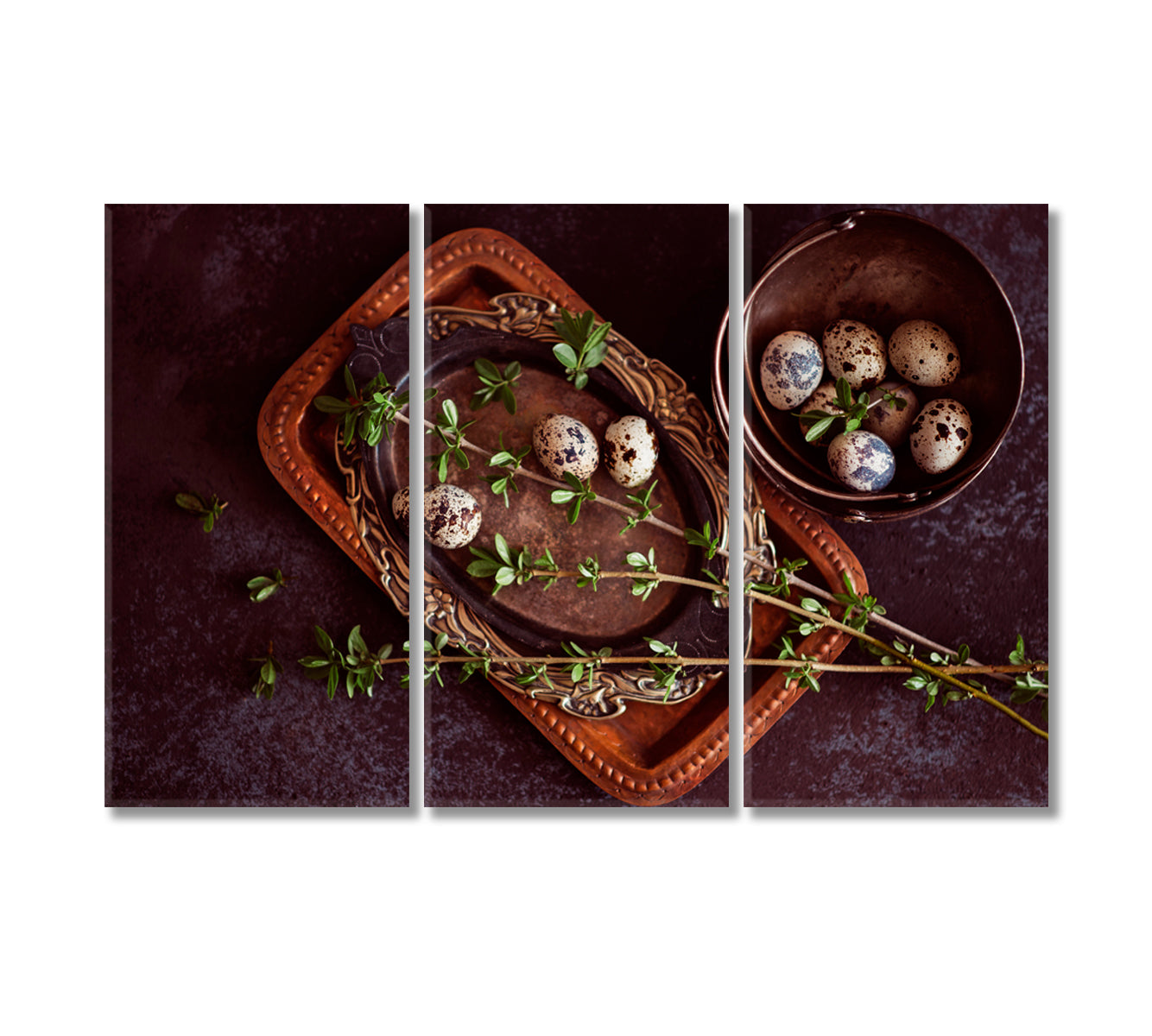 Easter Composition with Quail Eggs Canvas Print-Canvas Print-CetArt-3 Panels-36x24 inches-CetArt