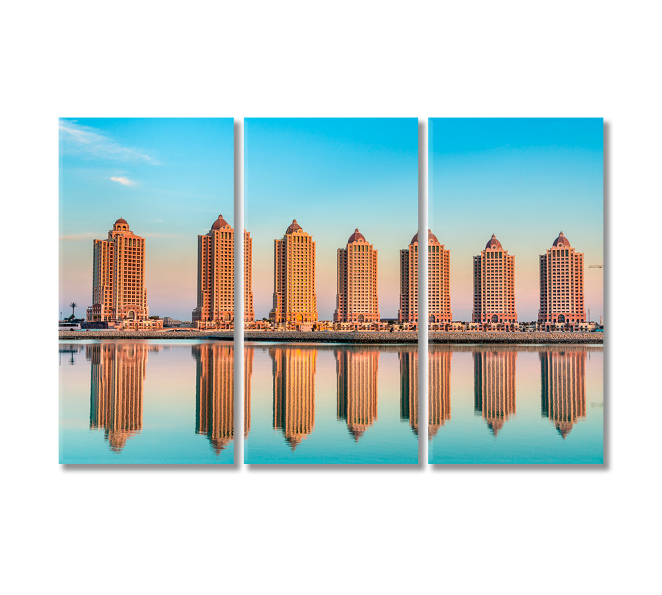 Residential Buildings on Pearl Doha Qatar Canvas Print-Canvas Print-CetArt-3 Panels-36x24 inches-CetArt