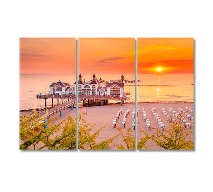 Famous Sellin Seebruecke (Sellin Pier) Germany Canvas Print-Canvas Print-CetArt-3 Panels-36x24 inches-CetArt