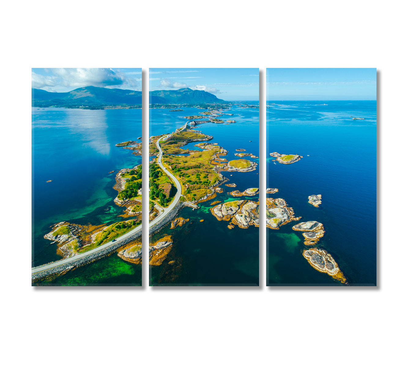 Atlantic Ocean Road in Norway Canvas Print-Canvas Print-CetArt-3 Panels-36x24 inches-CetArt