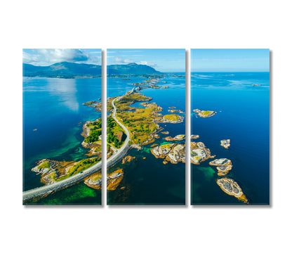 Atlantic Ocean Road in Norway Canvas Print-Canvas Print-CetArt-3 Panels-36x24 inches-CetArt