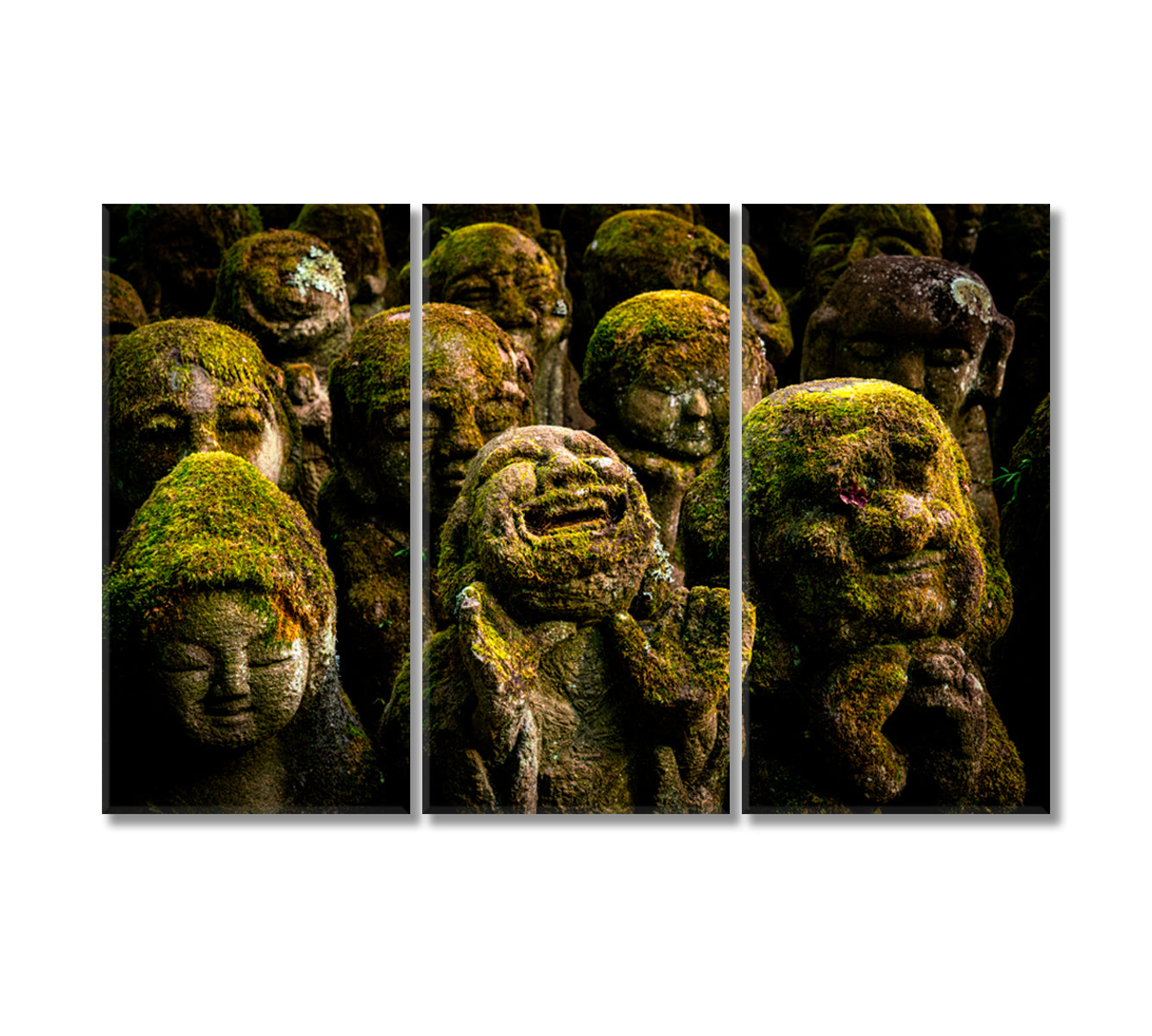 Otagi Nenbutsu Ji Temple in Kyoto Features of Buddha Statues Canvas Print-Canvas Print-CetArt-3 Panels-36x24 inches-CetArt