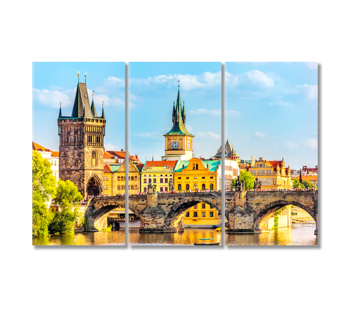 Charles Bridge and Old Town Bridge Prague Canvas Print-Canvas Print-CetArt-3 Panels-36x24 inches-CetArt