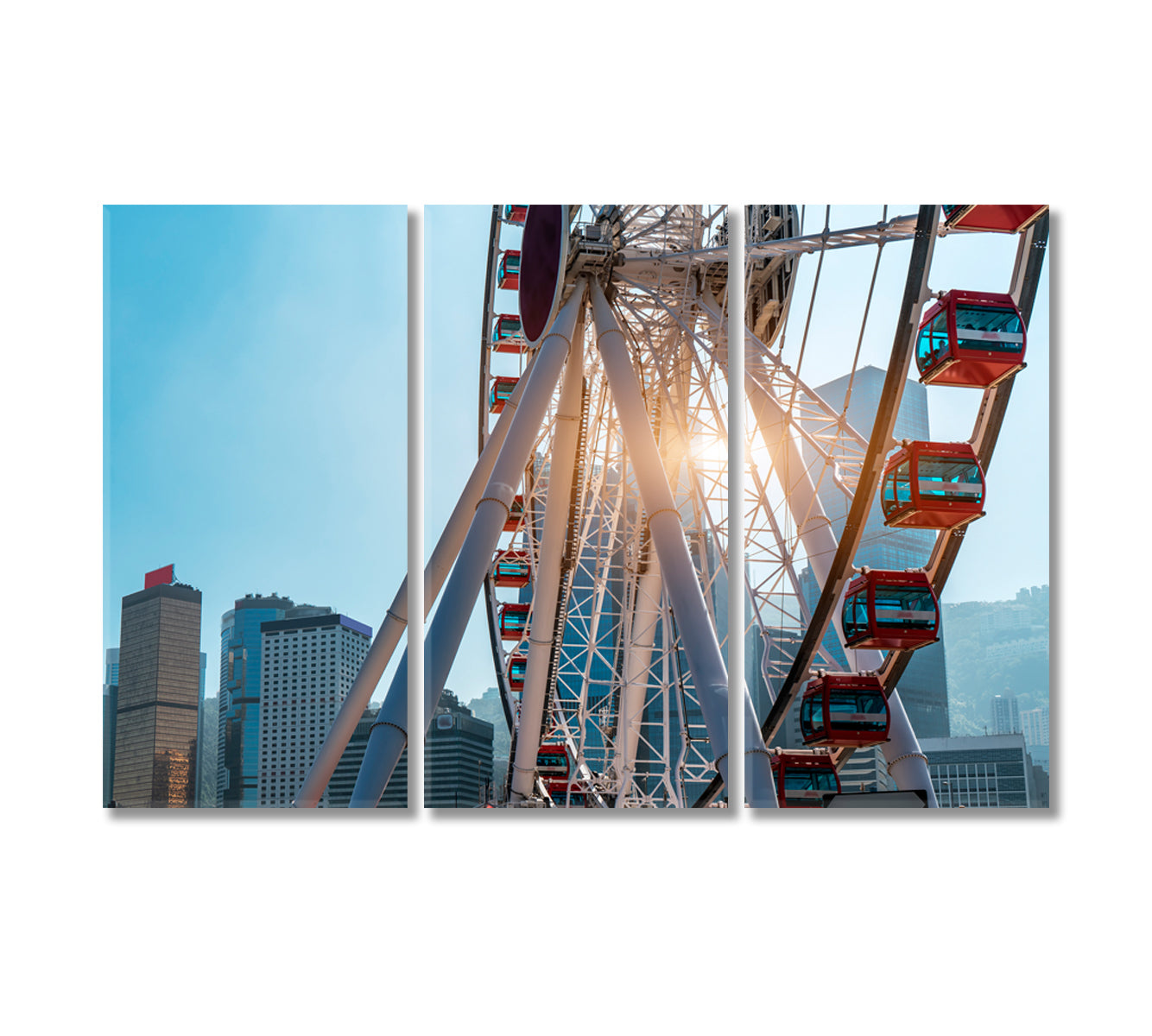 Ferris Wheel Hong Kong City Canvas Print-Canvas Print-CetArt-3 Panels-36x24 inches-CetArt