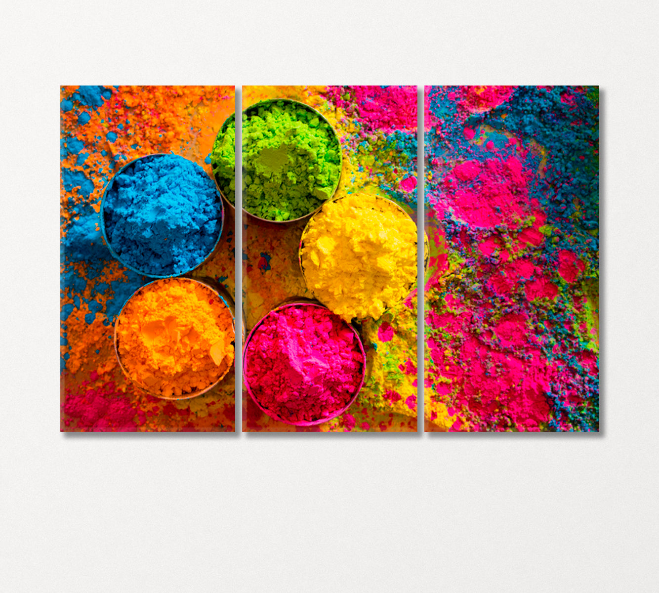 Multicolored Paints for Holi Festival Canvas Print-Canvas Print-CetArt-3 Panels-36x24 inches-CetArt