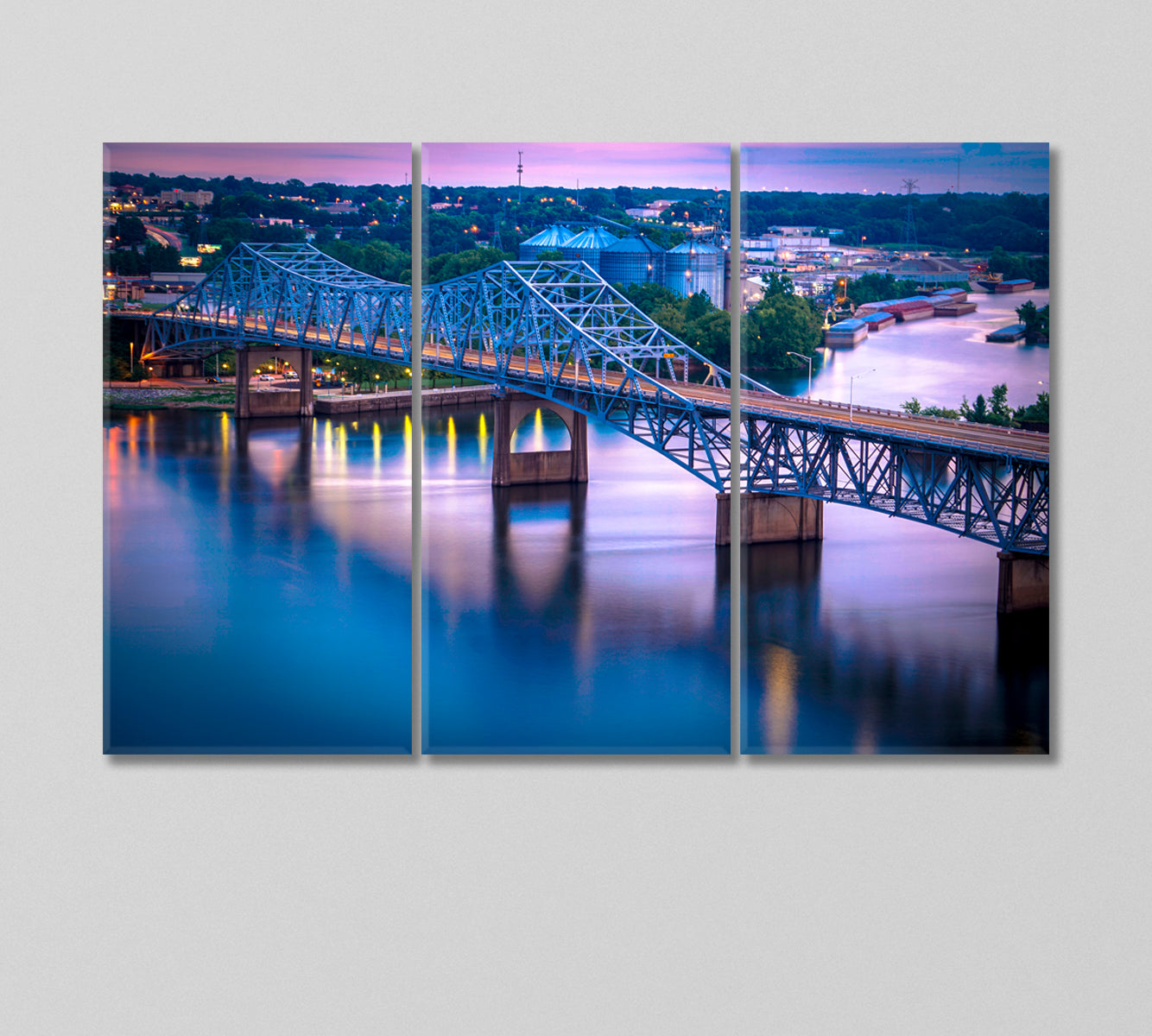 O'Neal Bridge over Tennessee River USA Canvas Print-Canvas Print-CetArt-3 Panels-36x24 inches-CetArt