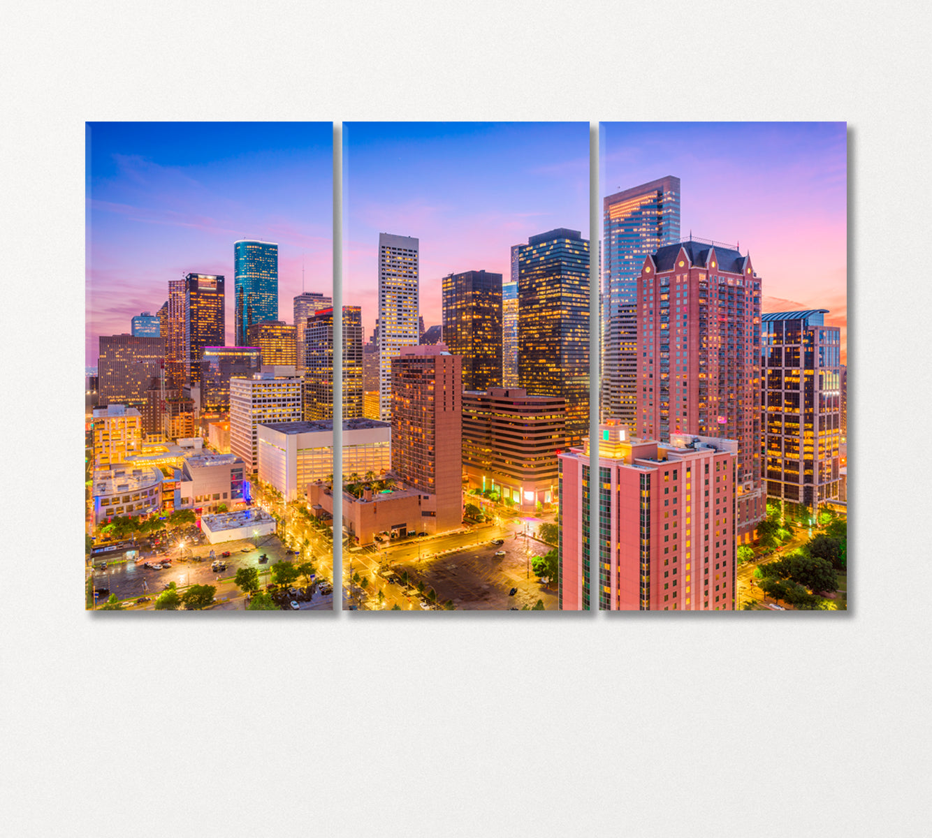 Houston Skyscrapers USA Canvas Print-Canvas Print-CetArt-3 Panels-36x24 inches-CetArt